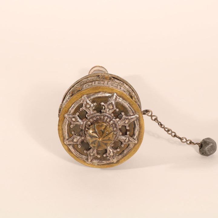 Tibetan Prayer Wheel Siver & Brass -19thC | Indigo Oriental Antiques