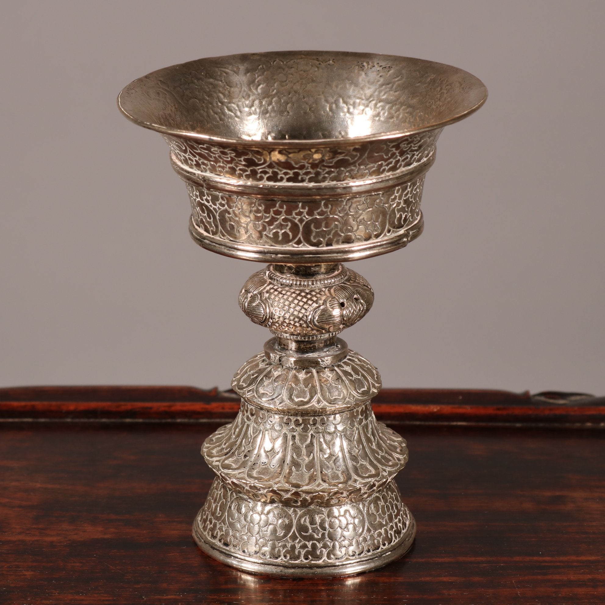 Tibetan Silver Butter Lamp - 19thC | Indigo Oriental Antiques