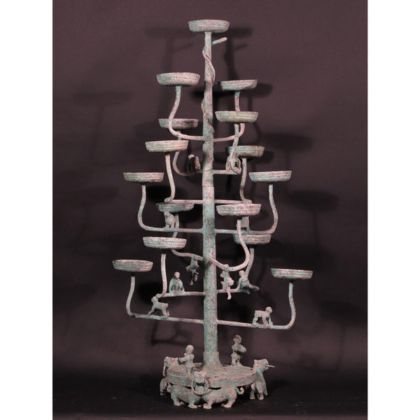 Verdigris Bronze Candelabra - Han Dynasty Style