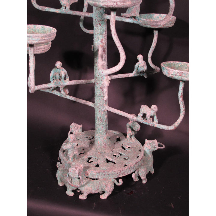 Verdigris Bronze Candelabra - Han Dynasty Style | Indigo Oriental Antiques