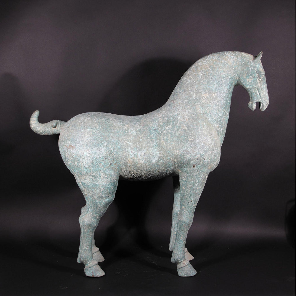 Verdigris Bronze Tang Horse Statue | Indigo Oriental Antiques