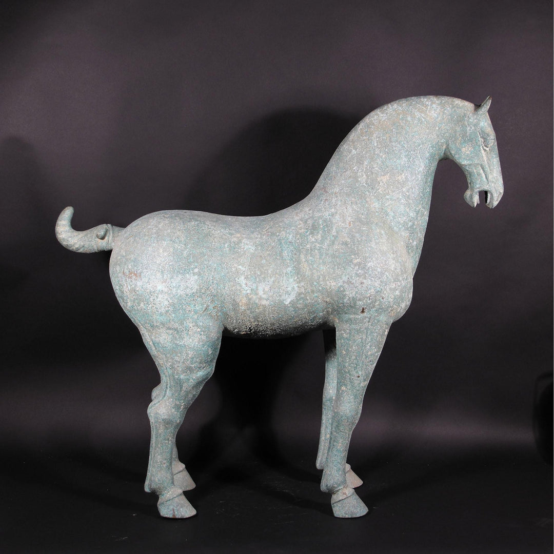 Verdigris Bronze Tang Horse Statue | Indigo Oriental Antiques