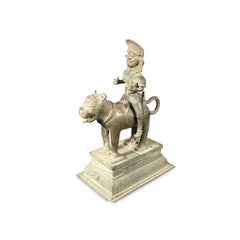 A Rare Bronze Statue of Surya the Sun God, Riding a Tiger - 18thC A Rare Bronze Statue of Surya the Sun God, Riding a Tiger - 18thC
