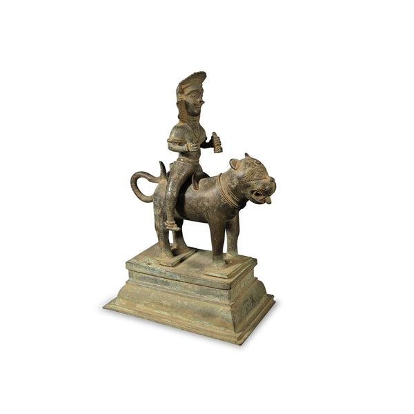 A Rare Bronze Statue of Surya the Sun God, Riding a Tiger - 18thC A Rare Bronze Statue of Surya the Sun God, Riding a Tiger - 18thC