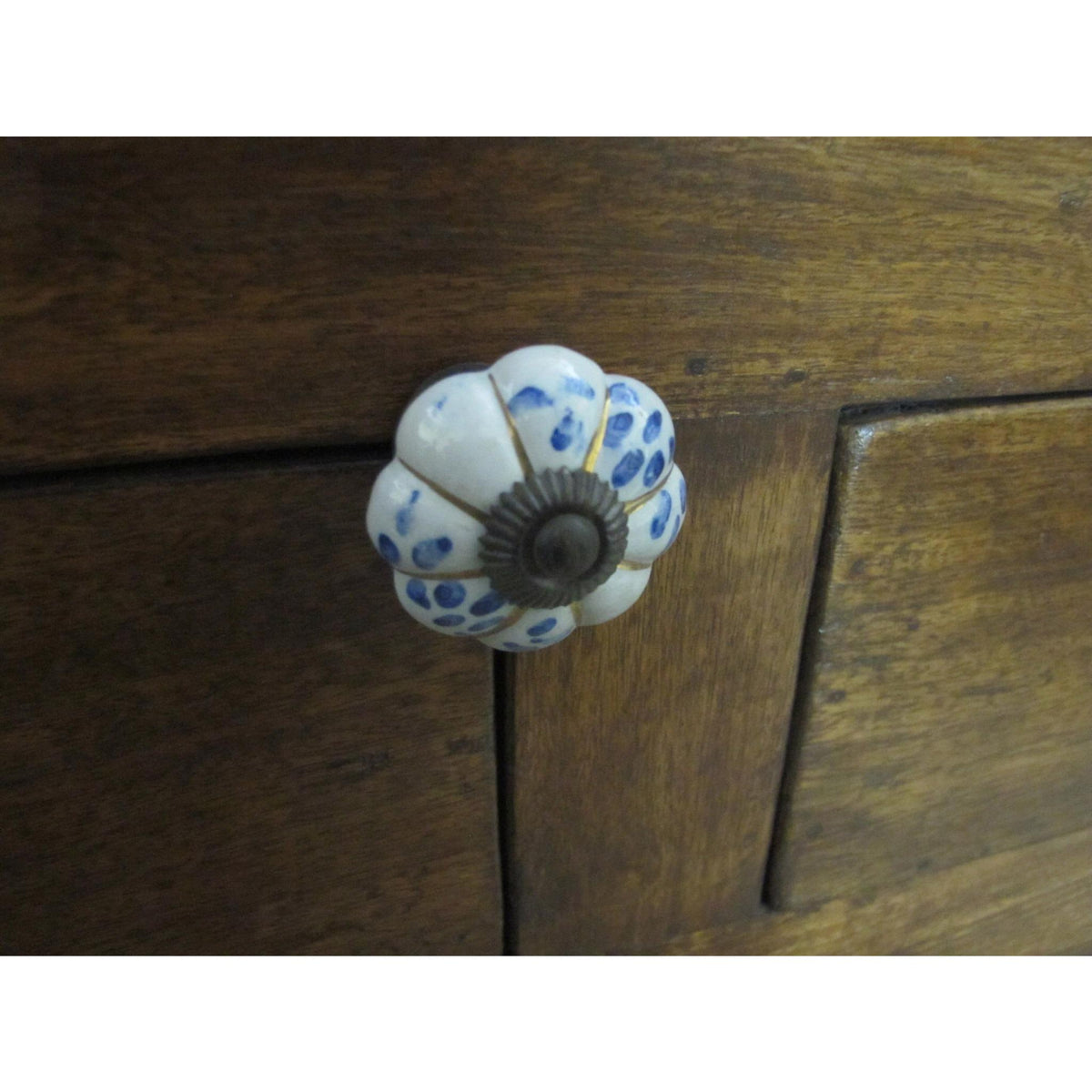 Blue & White Porcelain  Melon Knob | Indigo Oriental Antiques