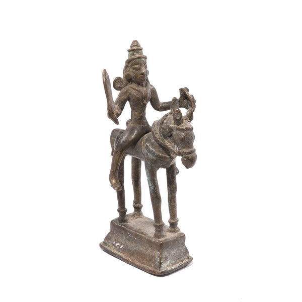 Brass Khandoba On Horse From The Deccan  - 19thC