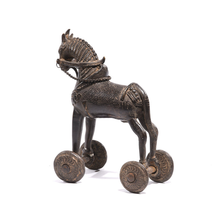 Brass Horse Toy On Wheels - Ca 100 yrs old | Indigo Oriental Antiques