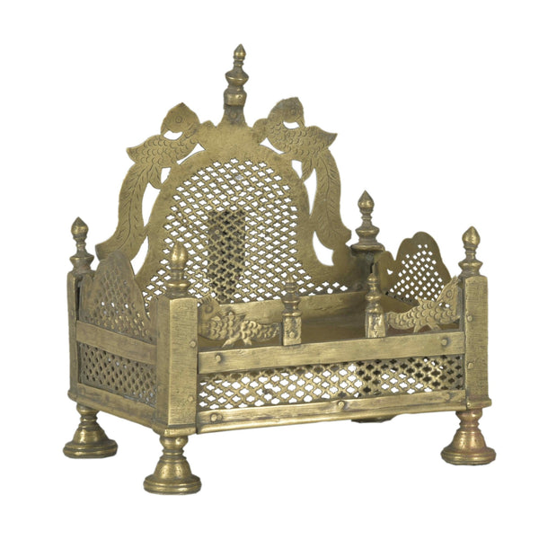 Brass Jali Work Singhasan Stand For A Statue - 19thC