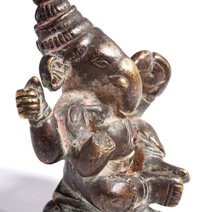 Brass Miniature Votive Statue Of Lord Ganesh - 19thC | Indigo Oriental Antiques