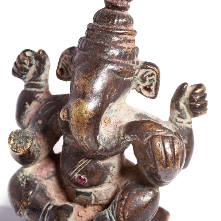 Brass Miniature Votive Statue Of Lord Ganesh - 19thC | Indigo Oriental Antiques
