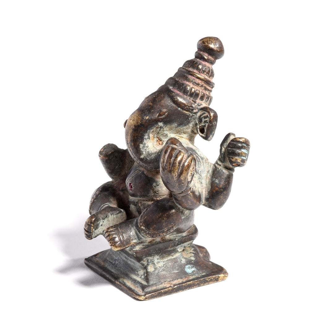 Brass Miniature Votive Statue Of Lord Ganesh - 19thC | Indigo Oriental Antiques
