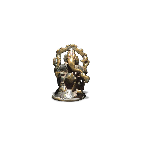 Brass Miniature Votive Statue Of Lord Ganesh - 19thC Brass Miniature Votive Statue Of Lord Ganesh - 19thC