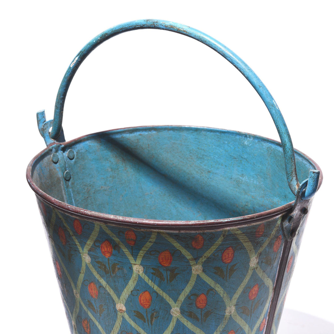 Indian Bucket Collection Painted Indian Water Bucket | Indigo Antiques