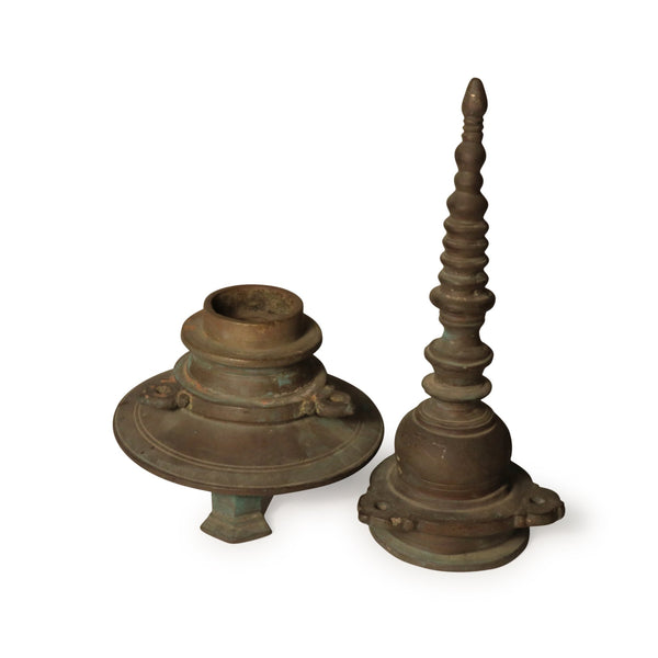 Brass Tower Inkwell From Uttar Pradesh - 19thC