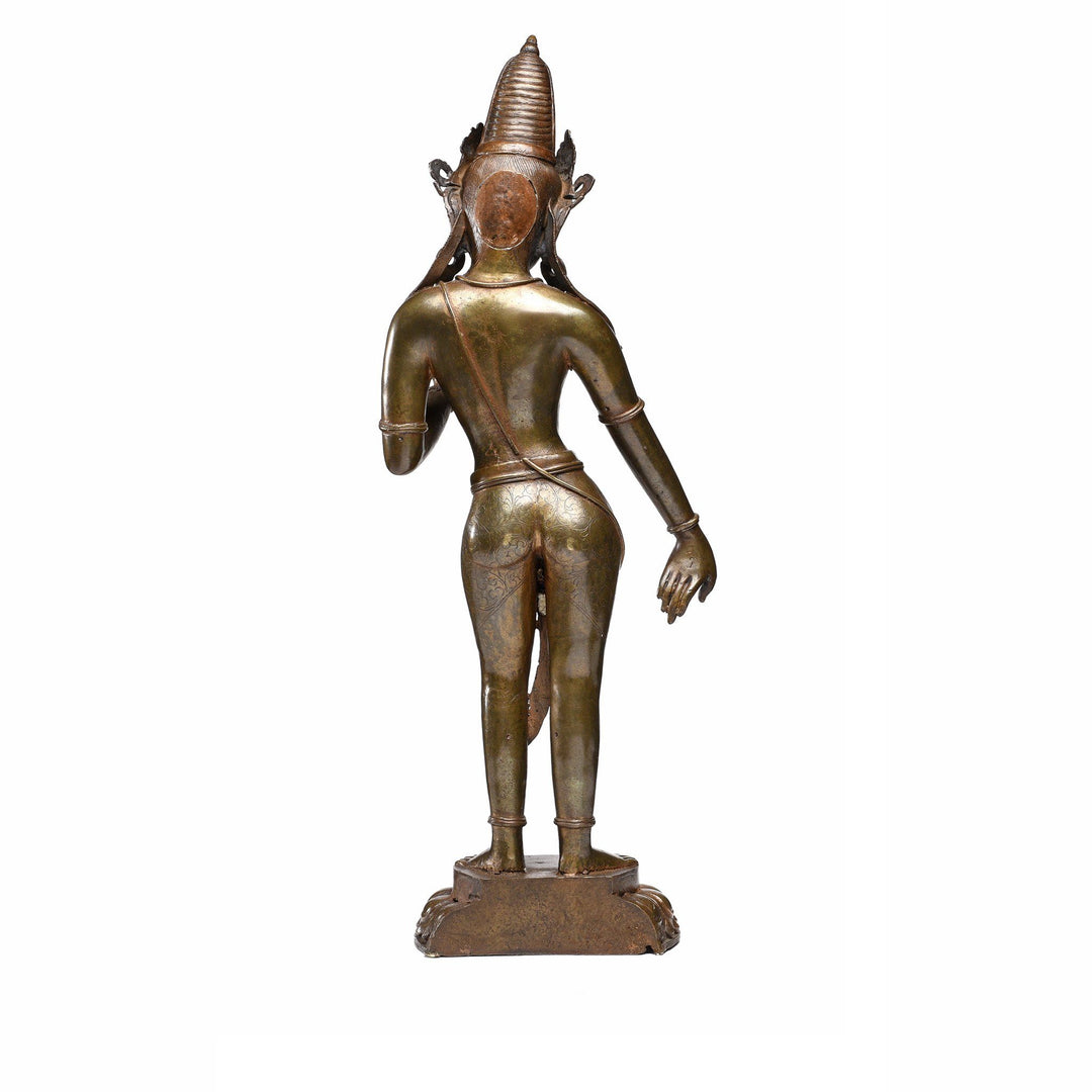 Back View Of Bronze Standing Statue of Shiva From Nepal - Early 20thC | Indigo Antiques