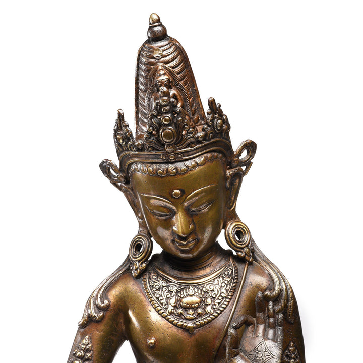 Facial Detail Of Bronze Standing Statue of Shiva From Nepal - Early 20thC | Indigo Antiques