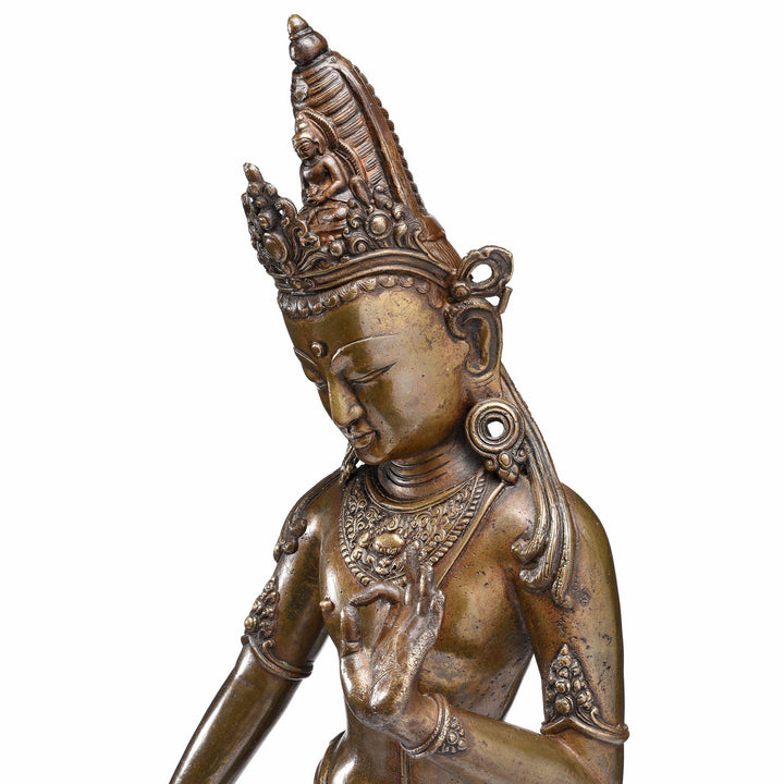 Profile Detail Of Bronze Standing Statue of Shiva From Nepal - Early 20thC | Indigo Antiques
