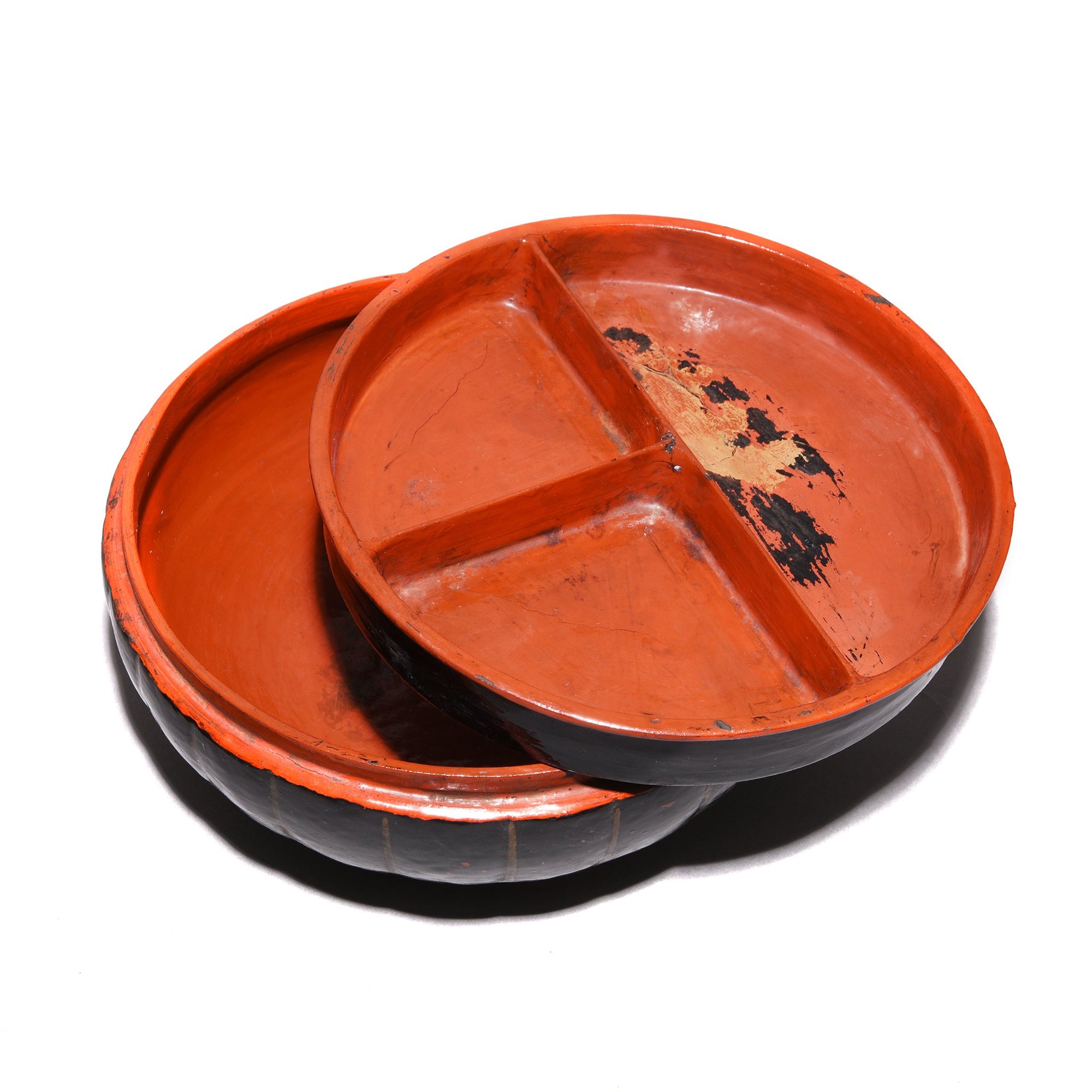 Burmese Black Lacquer Pumpkin Tiffin Box - 19thC | Indigo Oriental Antiques