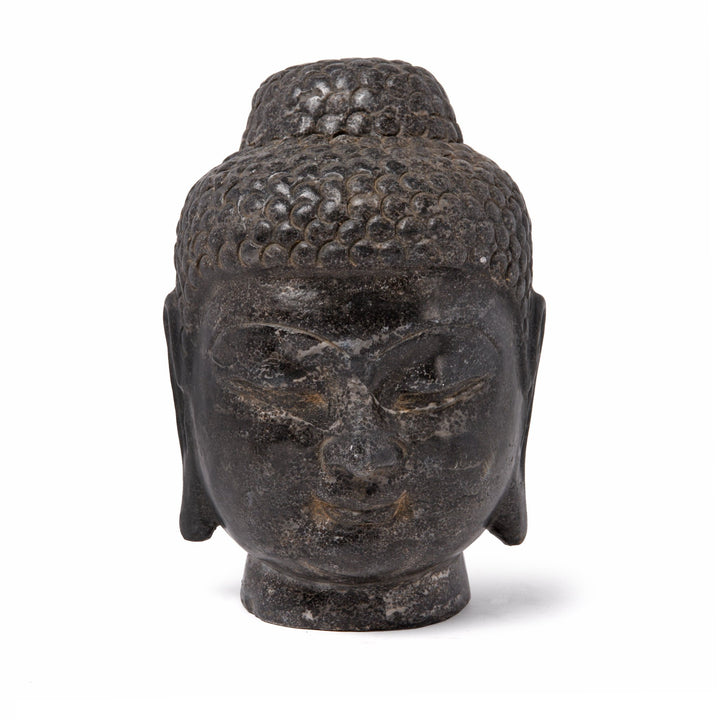Carved Buddha Head - Grey Stone | Indigo Antiques