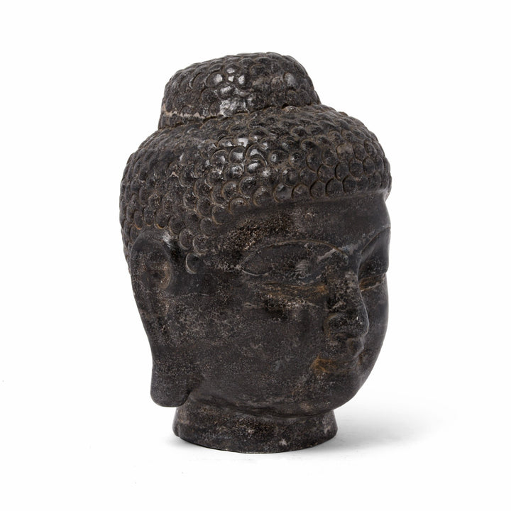 Carved Buddha Head - Grey Stone | Indigo Antiques
