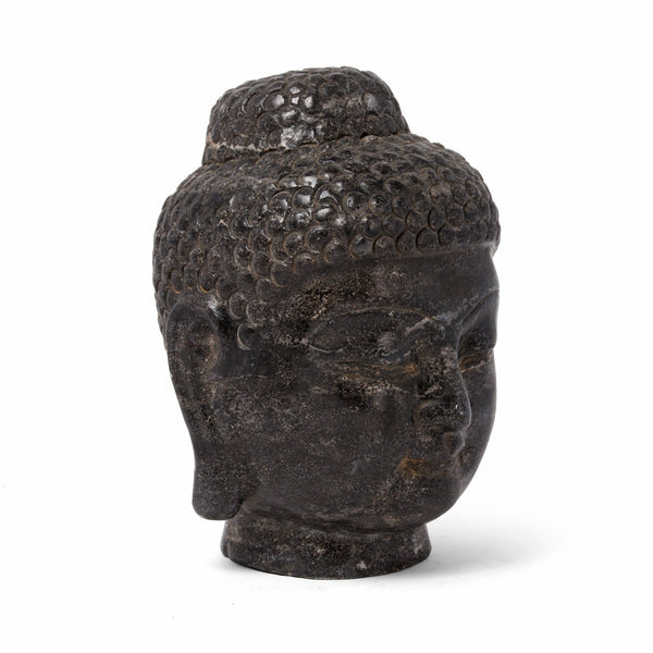 Carved Buddha Head - Grey Stone