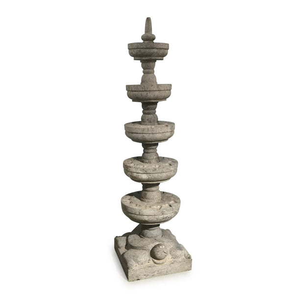 Carved Granite Lamp From Kerala - 5 Tier - Ca 1940