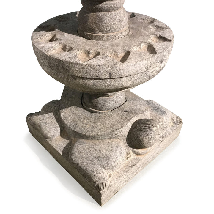 Carved Granite Lamp From Kerala - 5 Tier - Ca 1940 | Indigo Oriental Antiques