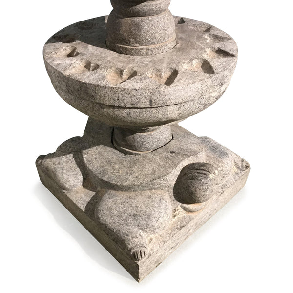 Carved Granite Lamp From Kerala - 5 Tier - Ca 1940