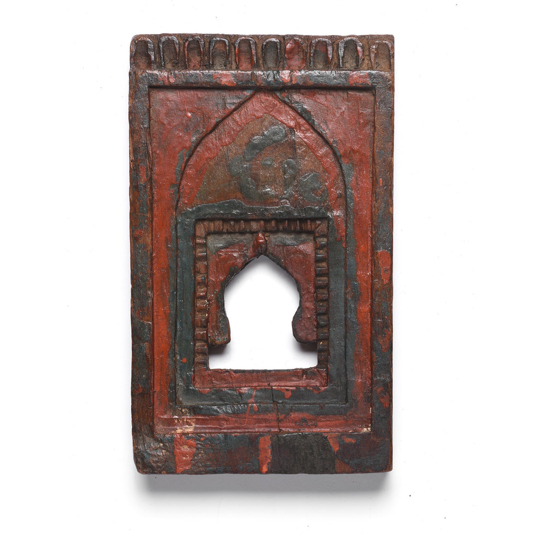 Carved Red & Green Painted Wood Indian Votive Panels from Andra Pradesh - 19th Century | Indigo Oriental Antiques