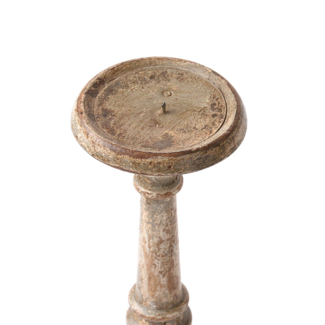Carved Mango Wood Candlestick From Rajasthan | Indigo Antiques