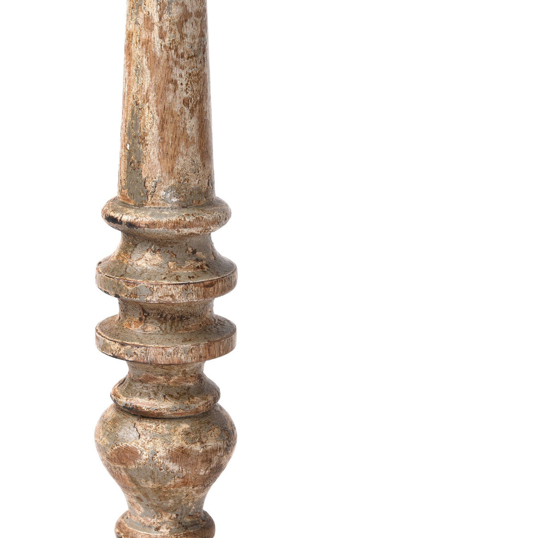 Carved Mango Wood Candlestick From Rajasthan | Indigo Antiques