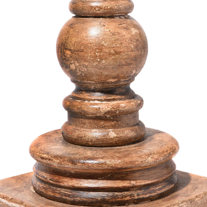 Carved Indian Mango Wood Candlestick From Rajasthan | Indigo Antiques