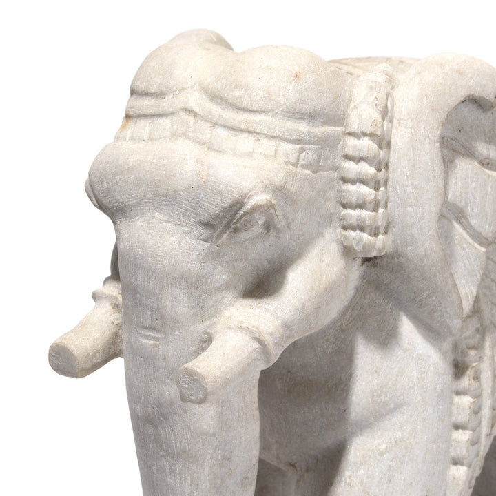 Carved Marble Elephant From Jaipur - Ca 1980 | Indigo Antiques