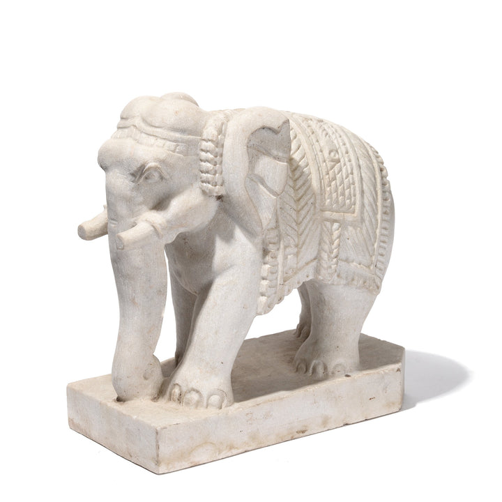Carved Marble Elephant From Jaipur - Ca 1980 | Indigo Antiques