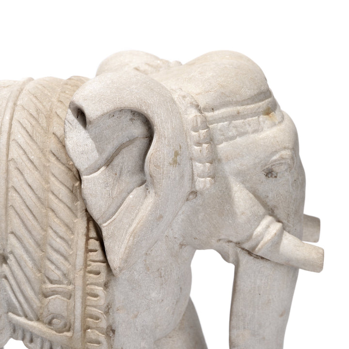 Carved Marble Elephant From Jaipur - Ca 1980 | Indigo Antiques