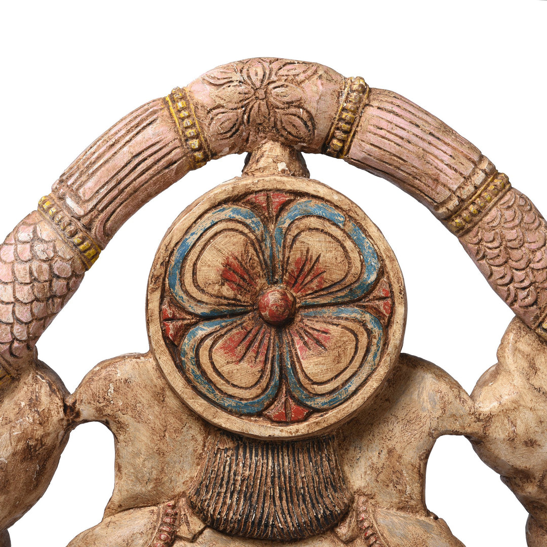 Detail of Carved & Painted Wooden South Indian Ganesh Statue - Reproduction | Indigo Antiques