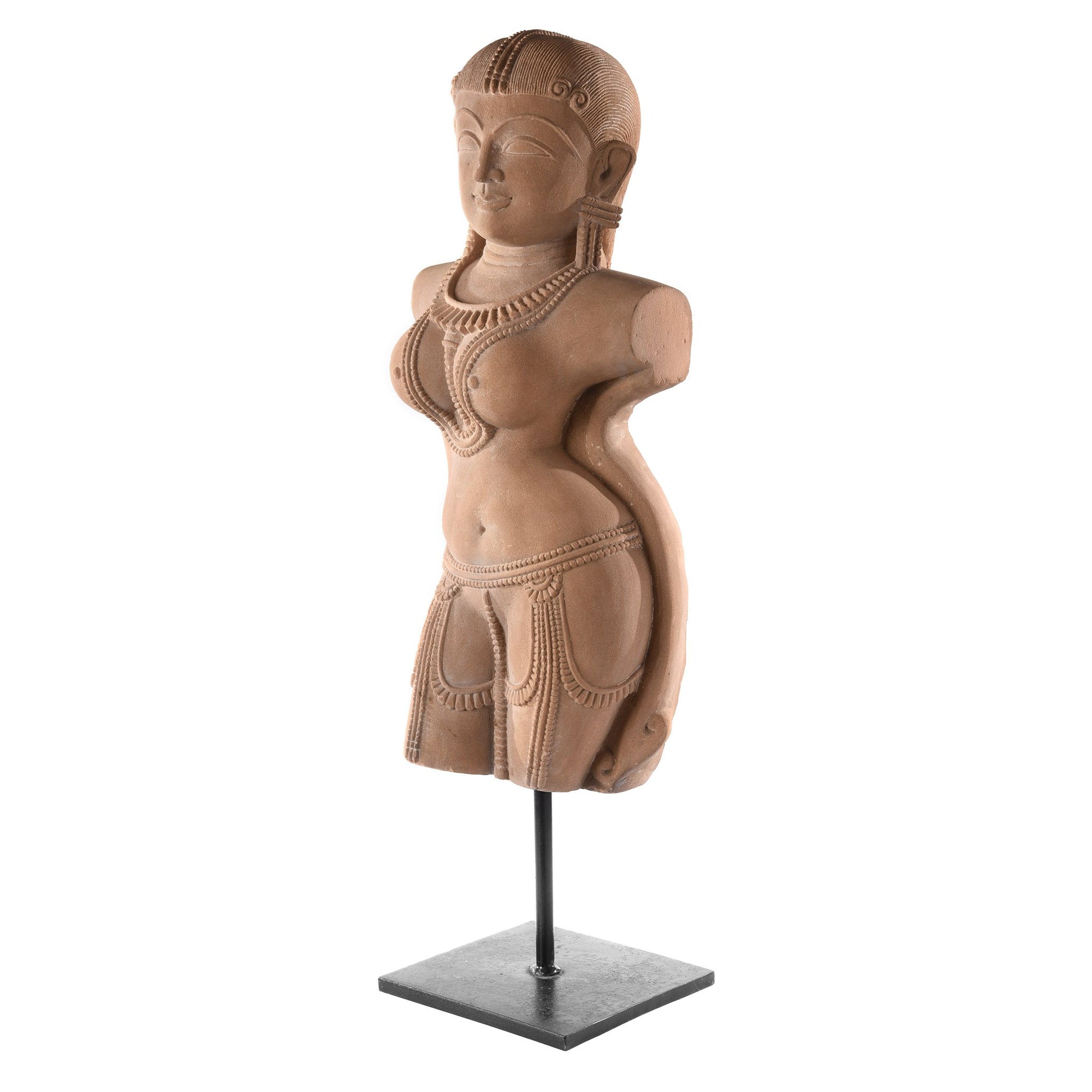 Carved Stone Apsara - 26 x 16 x 60 (wxdxh cms) - A6188