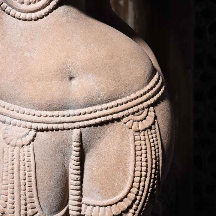 Carved Stone Apsara - 26 x 16 x 60 (wxdxh cms) - A6188