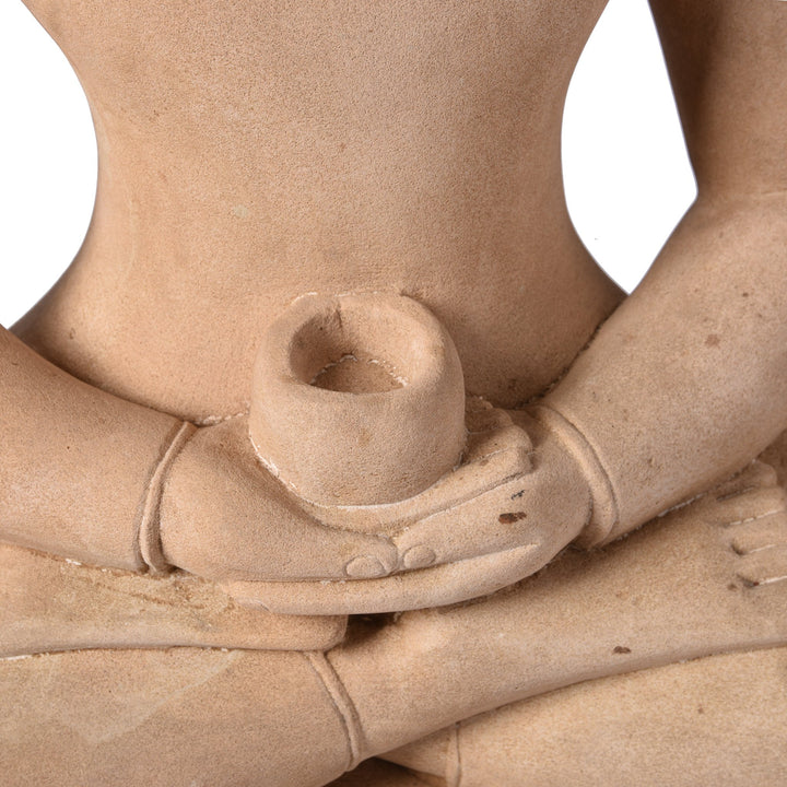 Mudra Detail of a Carved Stone Sitting Buddha Statue in Dhyana Mudra Pose From Patna | Indigo Antiques