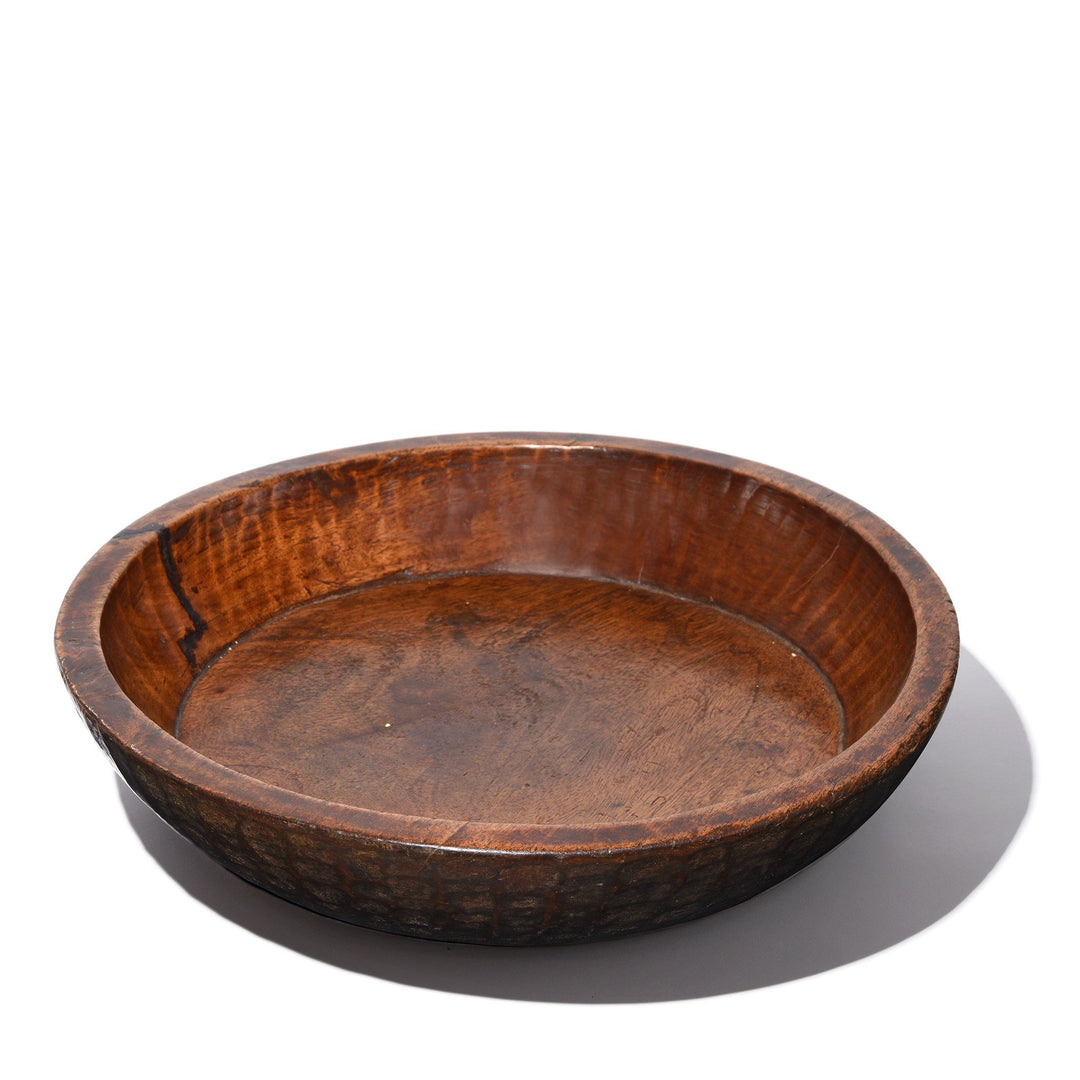 Carved Teak Bowl - Parath - Rajasthan - Ca 90 Yrs Old | Indigo Antiques