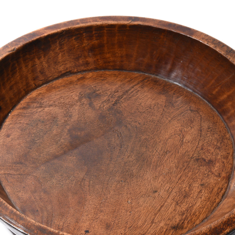 Carved Teak Bowl - Parath - Rajasthan - Ca 90 Yrs Old | Indigo Antiques