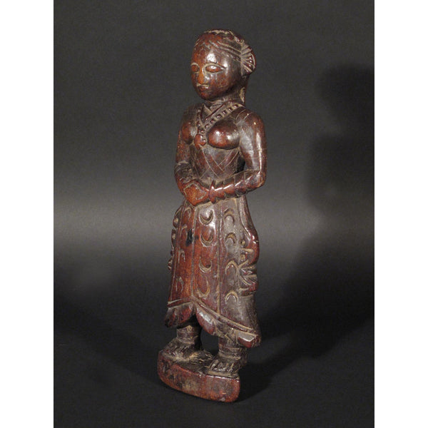 Carved Teak Doll From Banswara Tribal Region.- 19thC