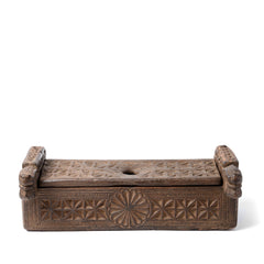 Carved Teak Harpa Box From Banswara - 19thC Carved Teak Harpa Box From Banswara - 19thC