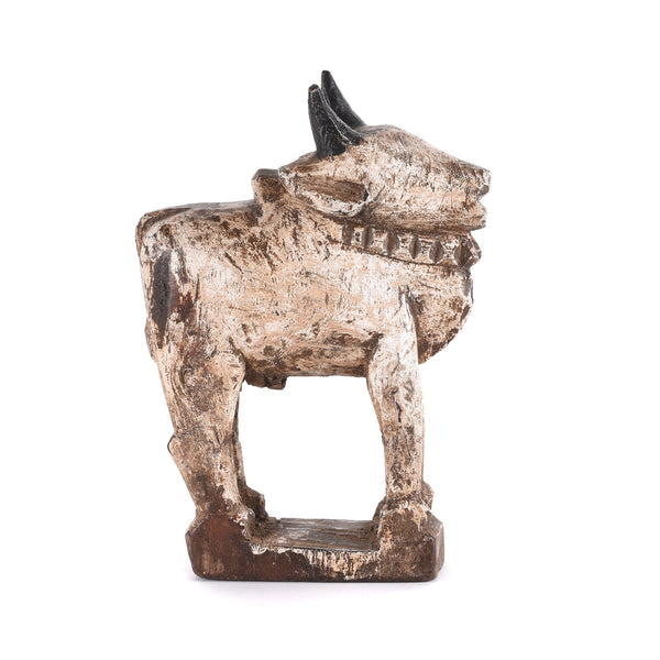 Carved Teak Nandi Bull Toy From Rajasthan - Ca 1920