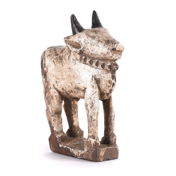 Carved Teak Nandi Bull Toy From Rajasthan - Ca 1920