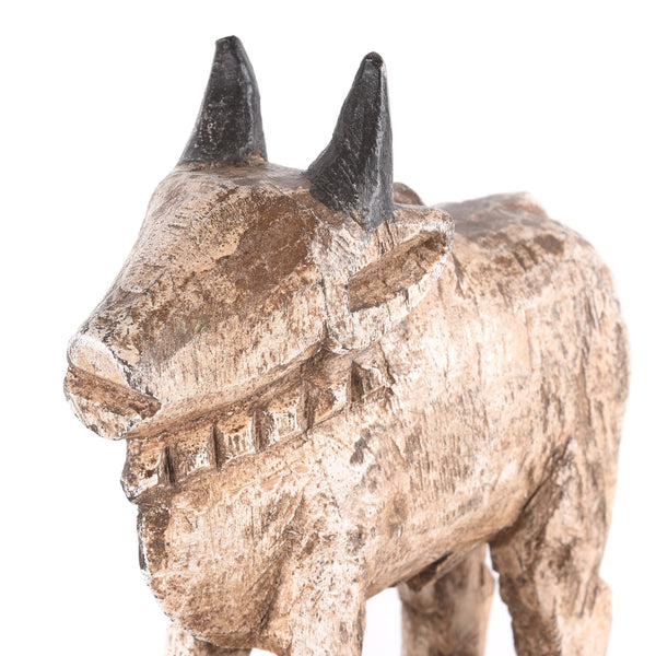 Carved Teak Nandi Bull Toy From Rajasthan - Ca 1920