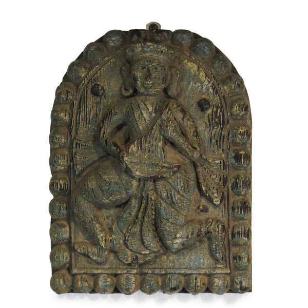 Carved Teak Panel From Gujarat - 19thC