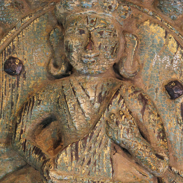 Carved Teak Panel From Gujarat - 19thC