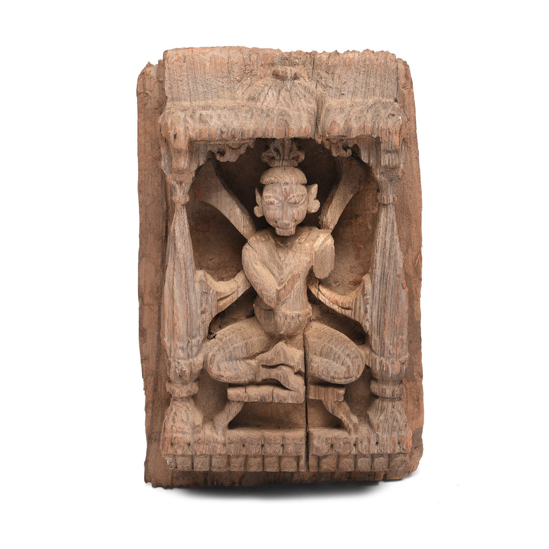 Carved Teak Panel Of Durga From Gujarat - 19thC | Indigo Antiques