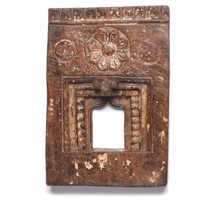 Old Carved Teak Votive Panel from Andra Pradesh - 19thC Tribal Indian Wall Art | Indigo Antiques